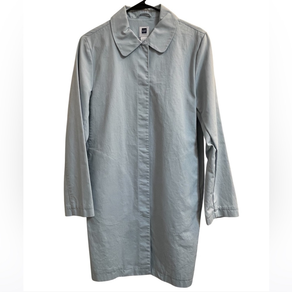 Gap Women’s Trench Coat, Light Blue, Size Medium, Button Closure, 4 Pockets